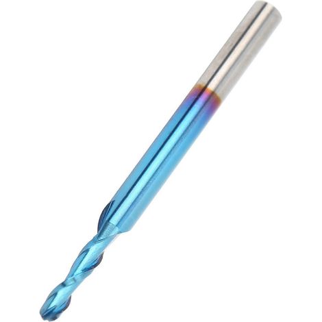 Fraise à bout sphérique, fraise à spirale à revêtement bleu, 3,175 x 2 x 17 mm