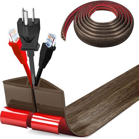 Petite goulotte de câbles flexible autocollante - Pont de câble au sol - 5 m x 5 cm - Protection de câble flexible - Facile à couper - Montage pour tous les câbles d'alimentation, maison, bureau (1/5)