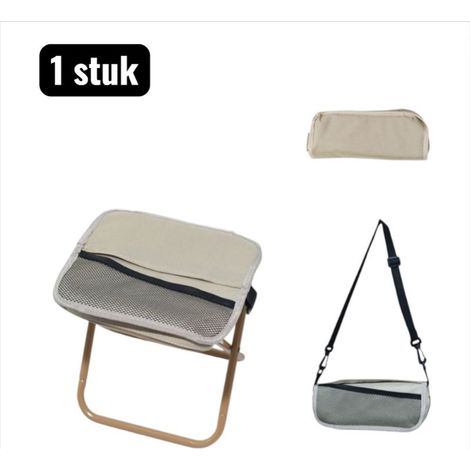 1 folding camping stool that transforms into a bag with a multifunctional shoulder strap for queues and outdoor events, khaki (1/4)