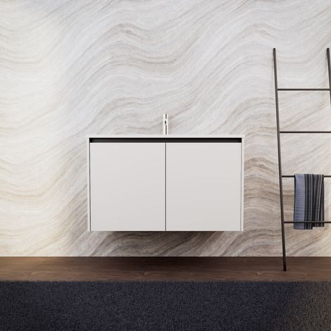 Inda - Mobile bagno L.100 con lavabo opaco / Bianco opaco 2 ante