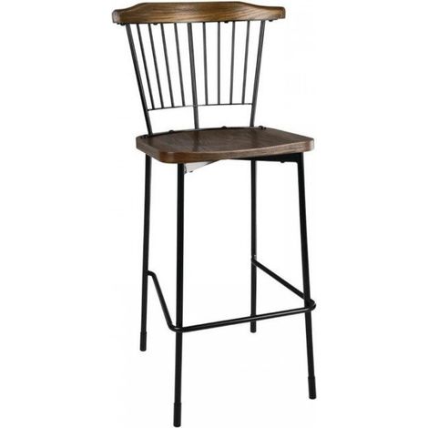 Lot de 2 tabourets haut en acier peint (H)760 mm, noir, marron foncé
