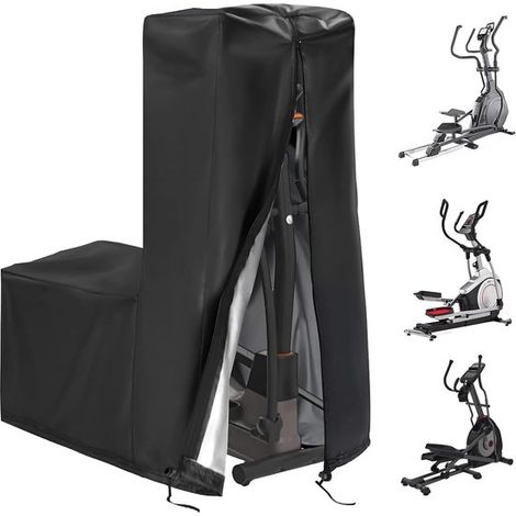 Funda para máquina elíptica, 14064165cm, Tela Oxford 420D, Resistente al polvo y al agua, Funda para elíptica, Con cordón ajustable, Negra (1/5)