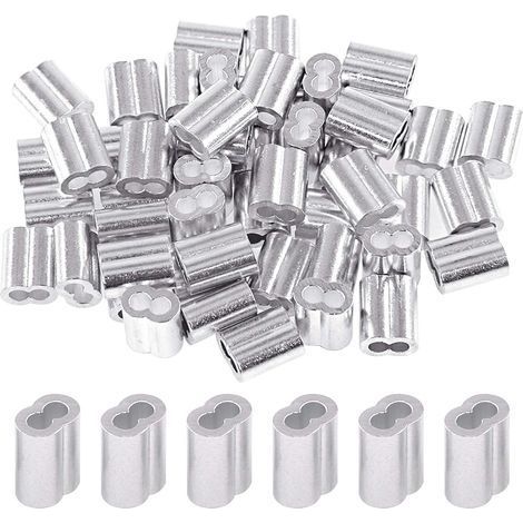 Lot de 200 manchons à sertir en aluminium 2,5 mm pour câble métallique et câble (200 pièces) (1/5)
