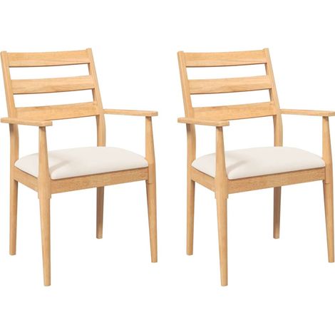 Maison Exclusive - Esszimmerstühle mit Kissen 2 Stk. Massivholz G