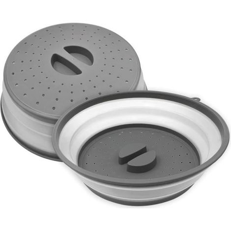 Couvercle Micro-Ondes - Pliable - Anti Éclaboussure - Fonction Passoire - Pour Réchauffage et Cuisson - 2 Pièces (1/4)