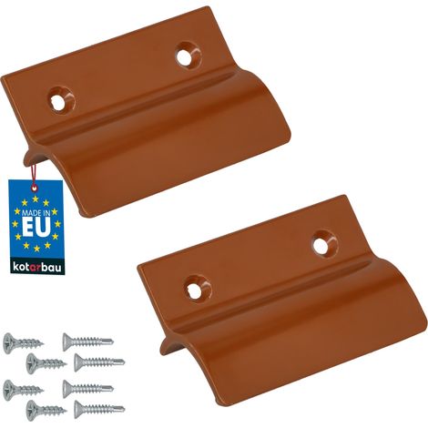 KOTARBAU® Poignée Extérieure Porte Fenetre 65 x 45 mm - Aluminium - Lot de 2 Poignee de Baie Vitree Coulissante - Poignée de Porte de Terrasse avec Entretoise - Brique (1/4)