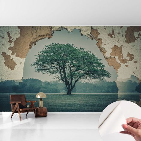 Tapete Selbstklebend - Wandtapete modern - Tapete mit Motiv - Tapete Schlafzimmer Einsamer Baum 416x254 cm