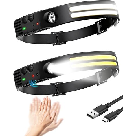 Aufladbare Frontlampe, superleuchtende LED-Frontlampe mit 5 Modi, IPX5-Schutz für den Golfplatz, den Außenbereich und Camping – Puissante, großer Winkel von 230 °, verstellbare Frontlampe (1/5)