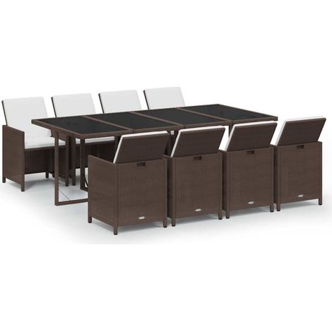 Maison Exclusive - Set Divani da Giardino 9 pz con Cuscini in Polyrattan Marrone (1/5)