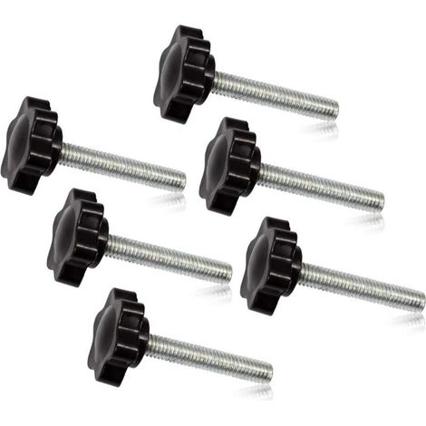 Lot de 6 boutons à vis de serrage M6 x 35 - Forme hexagonale prune - Filetage (1/5)