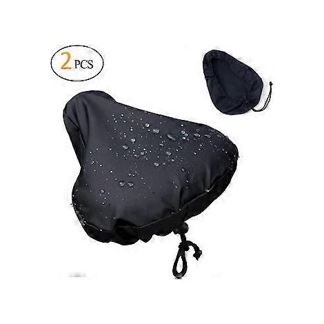 [2er-Pack] Wasserdichter Fahrradsattel-Regenschutz mit Kordelzug, regen- und staubdicht, 27 x 24 cm