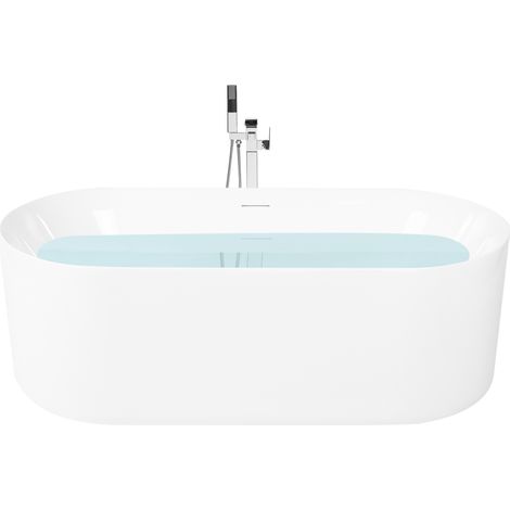 Bañera independiente moderna ovalada de acrílico con sistema antidesbordamiento 1690 x 810 mm blanco Ipias (1/5)