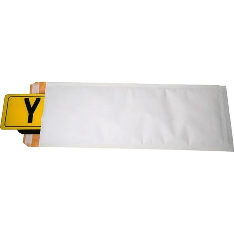 10 x White Padded Bubble Lined 535mmx180mm Number Plate Envelopes