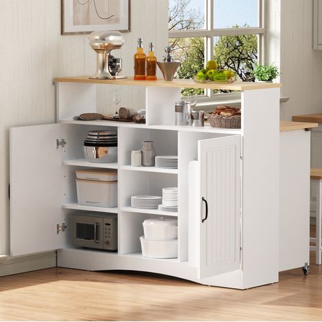 Kücheninsel Sideboard klappbar 110x34 cm Weiß OKMYHOME (1/5)