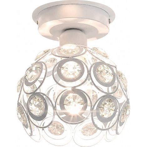 Mini lustre semi-encastré en cristal blanc, douille E27, pour salon/couloir (1/5)