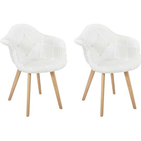 Lot de 2 Chaises Scandinaves Design "Patchwork" 85cm Blanc (1/5)