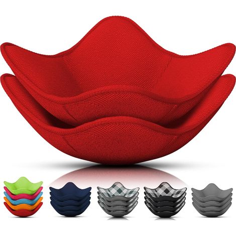 Set di 2 presine rosse per microonde (7,5 x 7,5 cm) - Coperture in tessuto resistente al calore per ciotole, tazze e piattini caldi - Manipolazione sicura e confortevole di ciotole, tazze e piattini c
