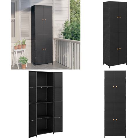Armoire de rangement de jardin Noir 59x40x180 cm Résine tressée - Meuble De Jardin - Armoire De Rangement Extérieur - Abri De Jardin - Rangement Extérieur - Meuble En Résine Tressée - Home & Living (1/5)