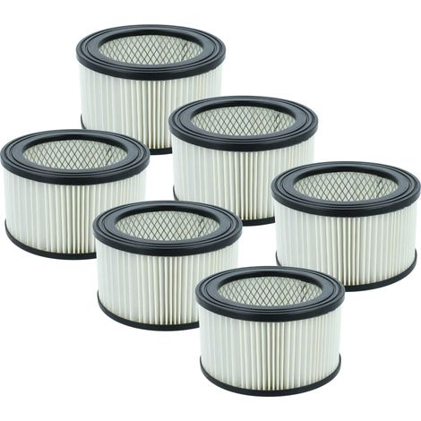 vhbw 6x Filtro plisado compatible con Cecotec Conga PowerAsh 1200 aspiradora cenizas - negro blanco lavable (1/4)