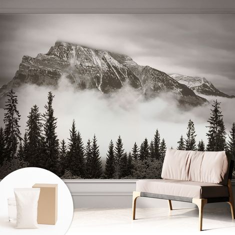 Papier peint intissé mural avec colle pour salon et chambre Décoration murale rapide - Colle incluse gratuite Paysage montagneux 312x219 cm (1/5)