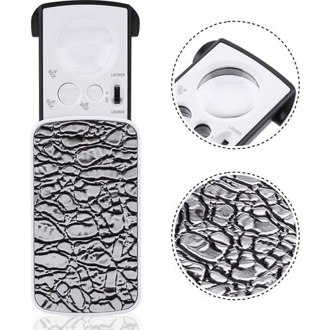 Loupe optique 30x / 60x / 90x pour bijoux, loupe de bijoutier avec éclairage LED (argent) (1/5)