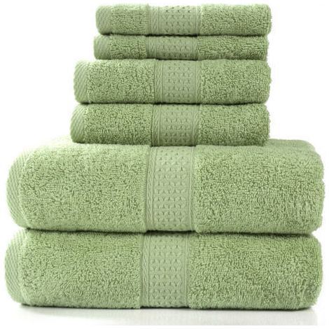 De serviettes de la collection de perles - Ensemble de 6 pièces 100% coton 950g / m² Ensemble de serviettes, 2 serviettes de bain + 2 essuie-mains couleur feuille de saule (1/5)