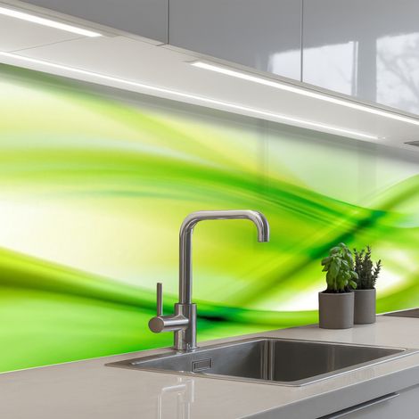 Kitchen Splashback Waves - Abstract - Green 500x80 cm (1/5)