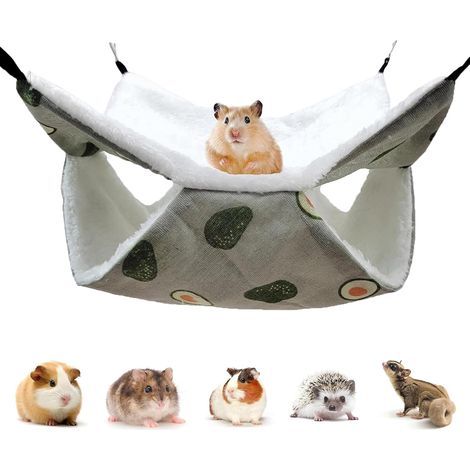 Hand Stitched Guinea Pig Hammock 34 cm x 34 cm Freely Adjustable Ferret Cage for Rest Game Nap Hut Rabbit House Non-Slip Design for Rabbit, Hamster Guinea Pig (Green) (1/5)