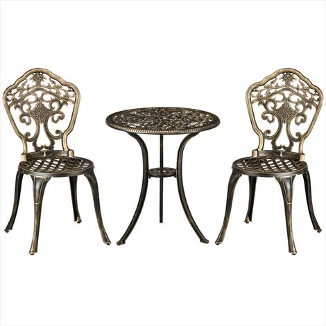Table de jardin en aluminium avec 2 chaises ensemble bistrot 3 (1/5)