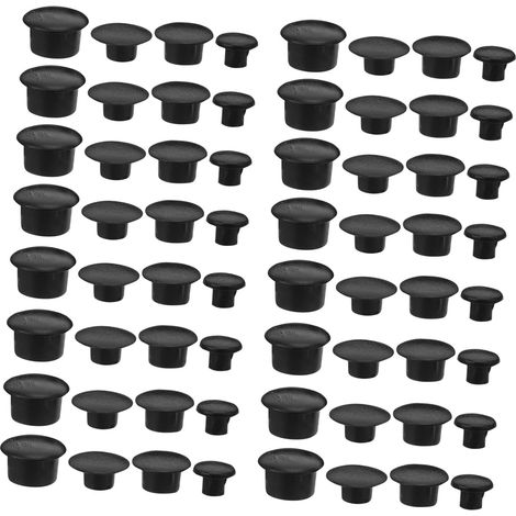 MAGICLULU Bouchons ronds 5/6/8/10 mm 200 pièces en plastique noir (1/5)