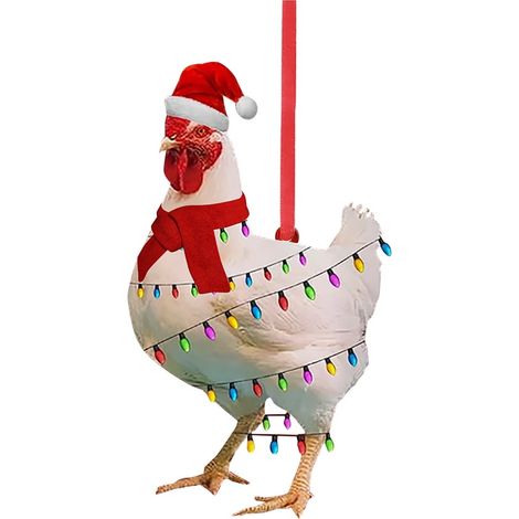Guirlande De Noël En Forme De Coq - Décoration Murale En Acrylique 8 Cm - Pour Arbre De Noël Porte Fenêtre Jardin - Lot De 1