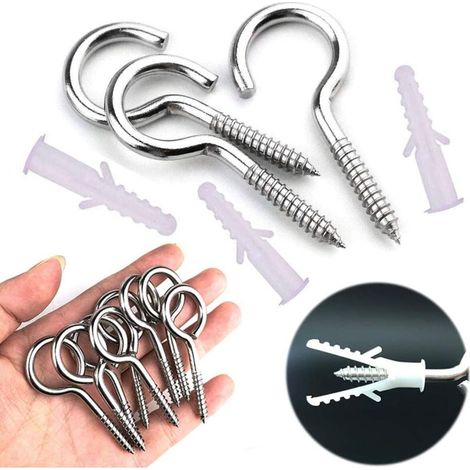 10 Pièces Piton à Visser,Vis à Oeil Crochet à Visser Inox,avec 10 PCS Chevilles Kit,5 65mm,Pour les Lustres, L'artisanat