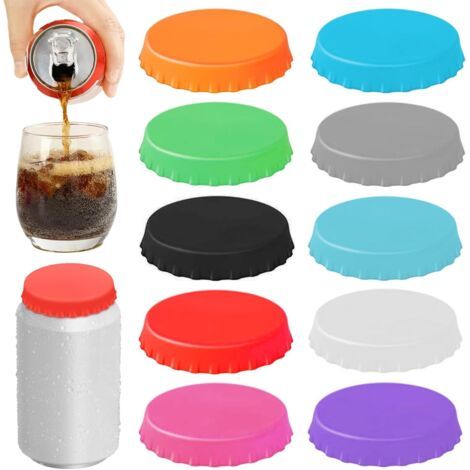 10 Pièces Couvercles De Canette De Soda, Multicolore Couvercles Pour Canettes de Cola Réutilisables Anti-poussière, Bouchon pour Canette en Silicone Adaptés aux Canettes de Bière, Bouteilles de Soda (1/5)