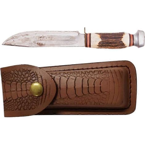 Étui en cuir pour couteau pliant de poche, idéal pour le camping, le barbecue et la chasse. (1/4)