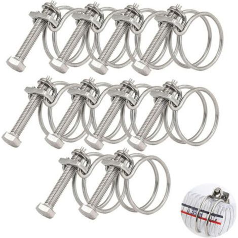 Lot de 10 colliers de serrage à double fil de 36 à 40 mm, colliers de serrage en acier inoxydable 201, fixation universelle pour tuyau de plomberie, anneau de tuyau réglable (1/5)