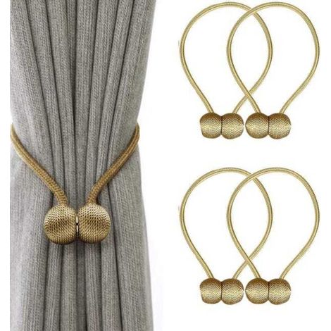 Sangles de rideau magnétiques à boucle, boucle de rideau pour casque, longueur totale 48 cm (jaune doré) (1/5)