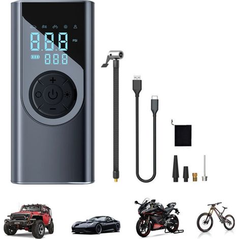 Bomba de aire inalámbrica para inflar neumáticos de coche y moto, compresor de aire portátil de 6000 mAh y 90 W. (1/4)