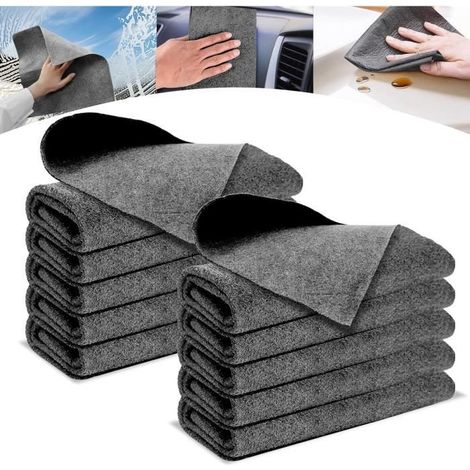 10 Pièces Chiffons de Nettoyage en Microfibre,Chiffon Vitre sans Trace Professionnel pour Fenêtres, Verre, Voiture Outils Nettoyage (1/4)