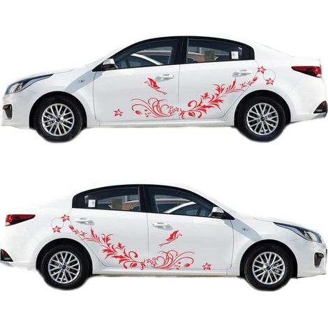 CCYKXA Car sticker, rattan flower design, for the side of the body and hood (red) (1/5)