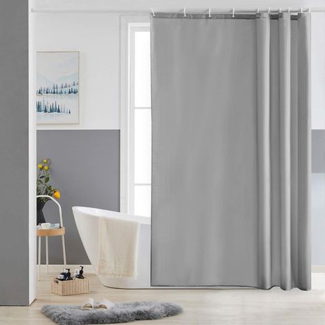 Schmaler Duschvorhang Polyester Stoff Grau 150x180 Wasserabweisend Waschbar (1/5)