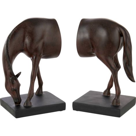Serre livres cheval marron en polyrésine - marron foncé (1/3)