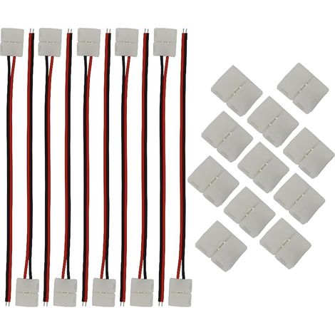 Lot 20 connecteurs pour bande lumineuse LED comprenant un fil connexion sans soudure LED à 2 broches 8 mm large, un connecteur de bande LED à 2 broches pour SMD2835, des bandes LED RVB 3528 (1/5)