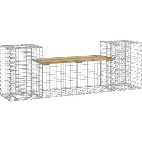 Banc de jardin  Banc extérieur  Banquette de jardin design gabion 183x41x60,5cm bois de pin imprégné (1/5)