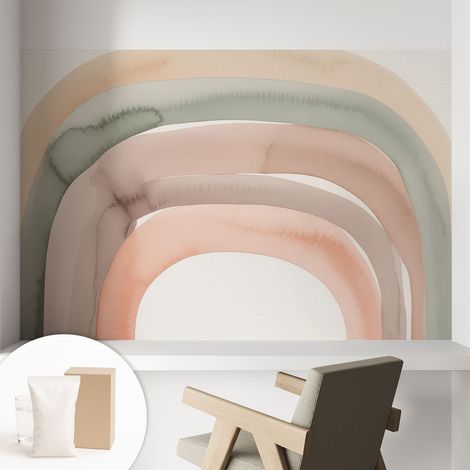 Fototapete Tapete Vliestapete mit Kleber - trendige Wanddeko - Schlafzimmer - Wohnzimmer Regenbogenbögen 104x70 cm (1/5)