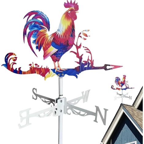 Girouette Girouette Coq Loup Extérieur Décoration de Jardin pour Vent Ferme Cour Arrière Patio Porche Pelouse Toit Abris (1/5)