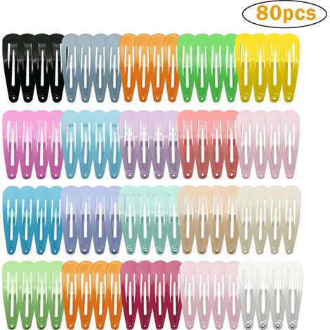 80 Pièces Barrette à pression, 18 couleurs vives, métal antidérapant, pour filles et femmes (1/5)