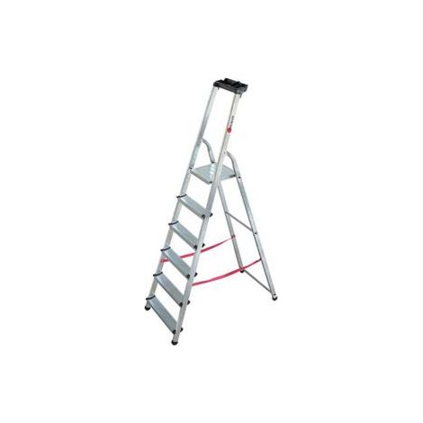 Escalux – Escabeau aluminium 6 marches 3,21 m – Charge max 150 kg – Sangles de sécurité – Plateforme acier zingué anti basculement (1/3)