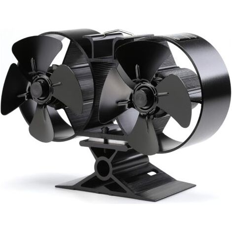 Ventilateur de cheminée à double tête 8 pales – Aluminium – Démarrage automatique – Silencieux – Pour poêle à bois – 22,5 x 14,5 x 8,5 cm (1/5)