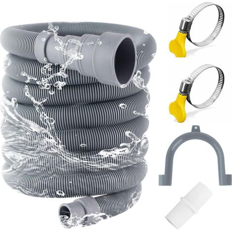 Tuyau Vidange pour Machine à Laver, 1.5M Rallonge de Tuyau de Vidange, Lave-Vaisselle Tuyau Vidange, avec 1 Raccord et 2 Colliers de Serrage (1/5)