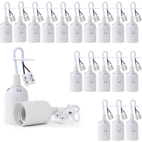 20 Piأ¨ces Douille de Lampe E27 Support Ampoule avec Testeur de Phase, Base de Lumiأ¨re Douille de Suspension Douille de Chantier Rأ©novation Douille de Rechange Douille de Bأ¢timent